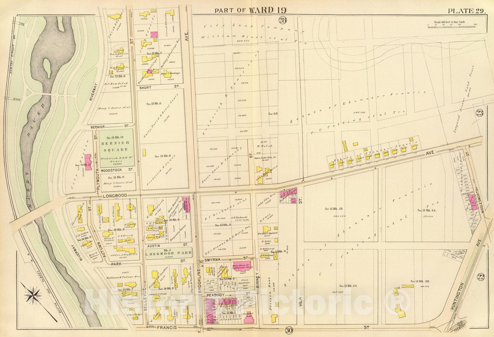 Historic Map : City Atlas - 1895 29. Ward 19. - Vintage Wall Art