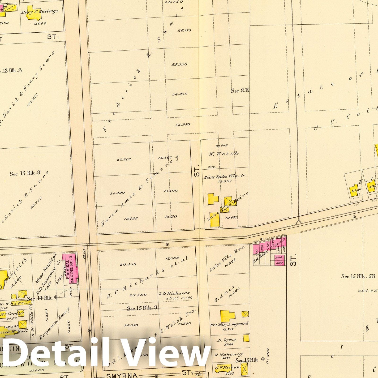 Ward 19 - River Map, 1895 - Boston Atlas Print