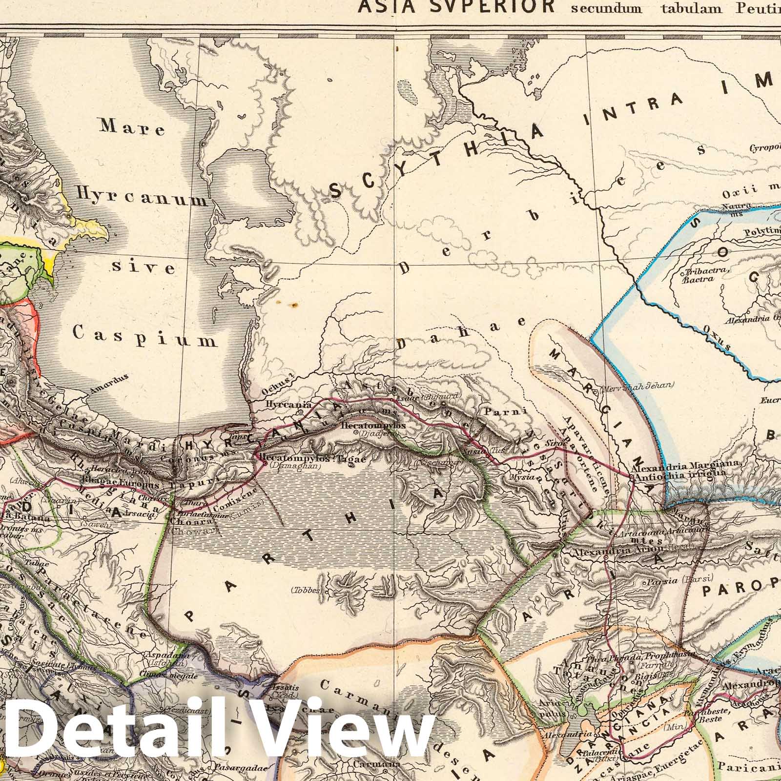 Indoscythia, Parthia, and Asia Superior, 1865 - Historical Map Print