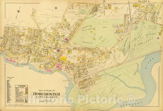 Historic Map : City Atlas - 1899 9. Ward 24 Dorchester. - Vintage Wall Art