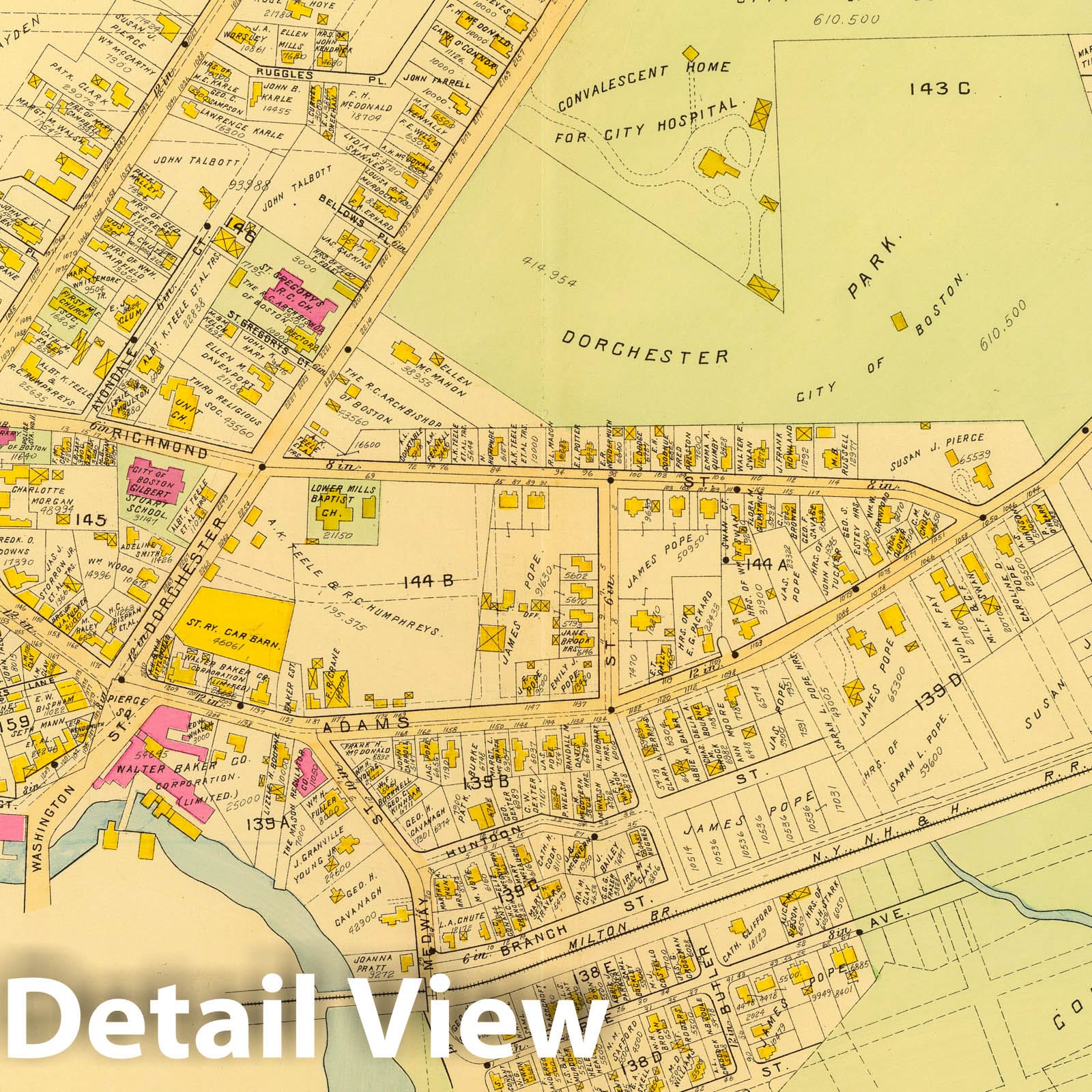 Ward 24, Dorchester, Boston, Massachusetts, 1899 Historical Map Print