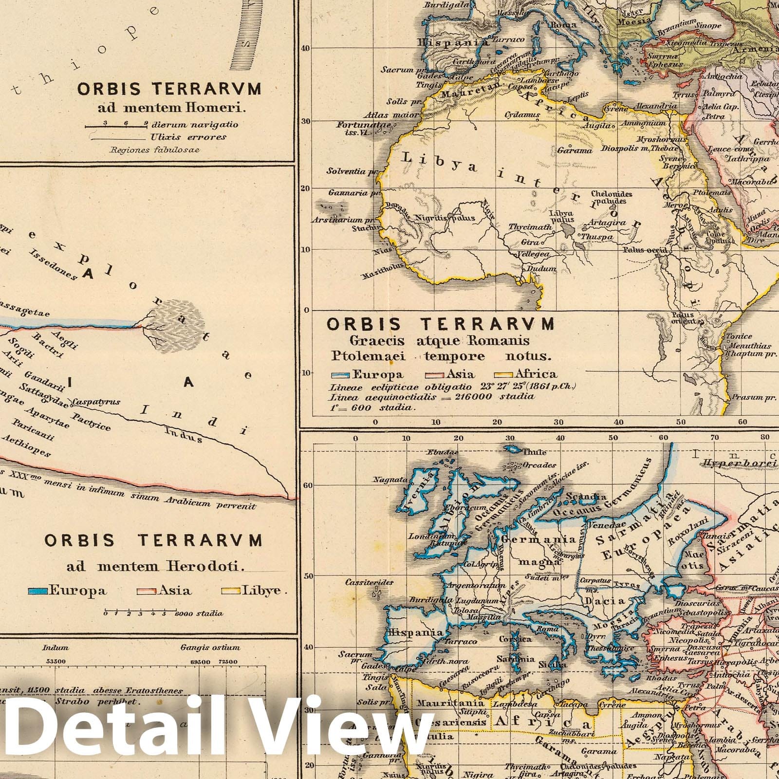 Ancient World: Maps of Homer, Herodotus, Strabo, and Ptolemy, 1865 - Historical Map Print