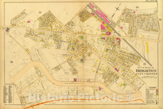 Historic Map : City Atlas - 1899 36. Ward 25 Brighton. - Vintage Wall Art