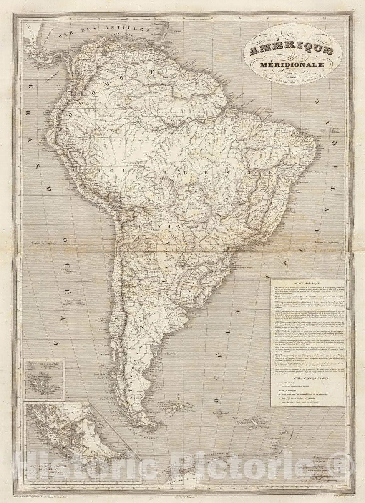 Historic Map : 1837 Amerique Meridionale. v1 - Vintage Wall Art