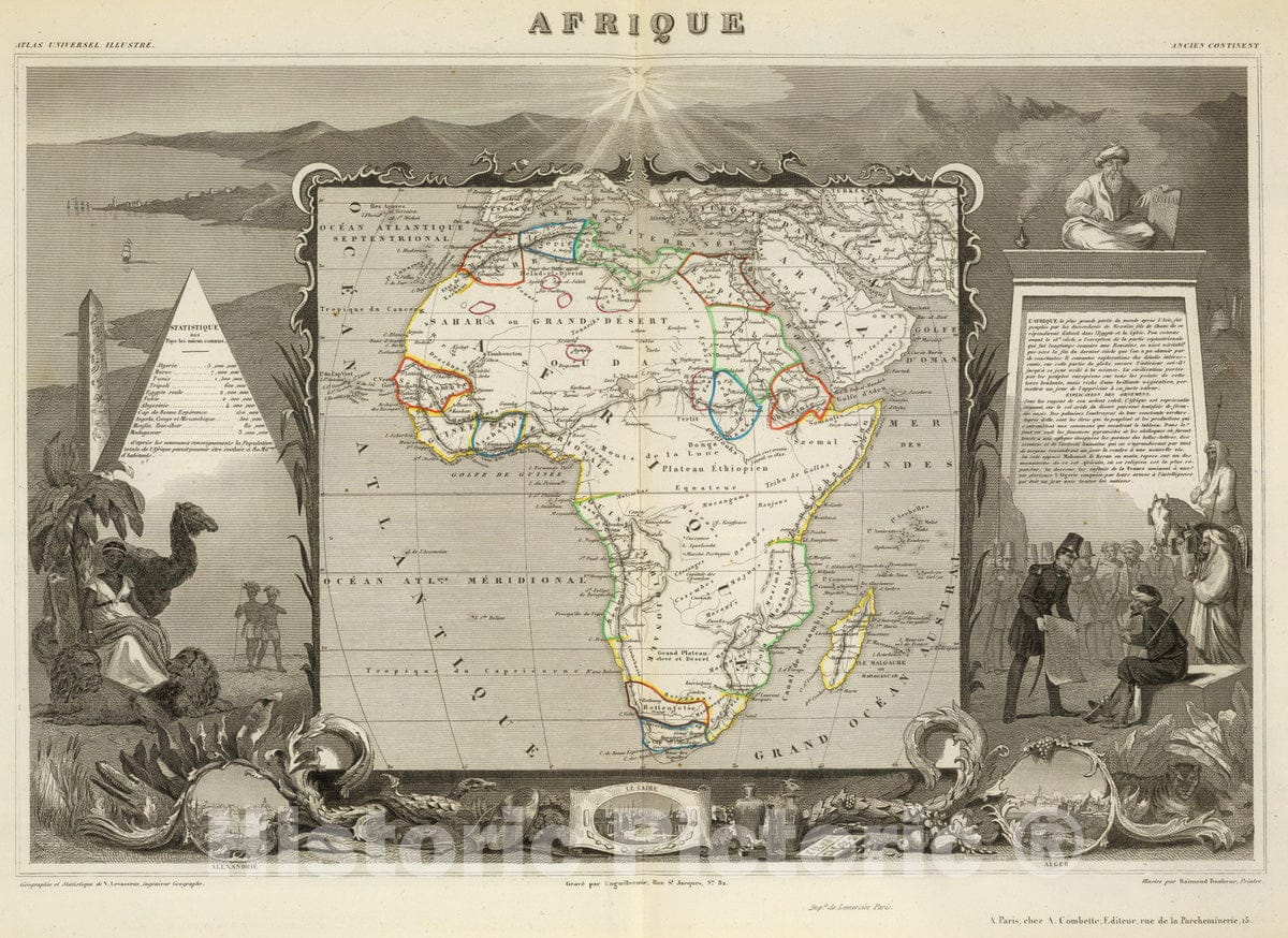 Historic Map : National Atlas - 1856 Afrique. - Vintage Wall Art