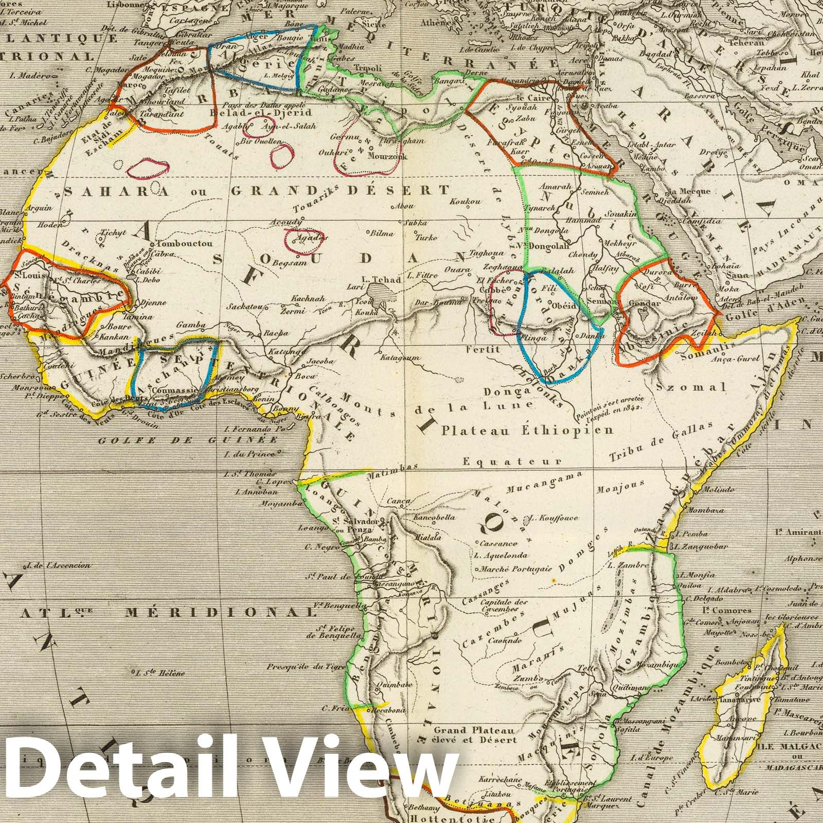 Africa - Road Map, 1856 - Historical Map Print