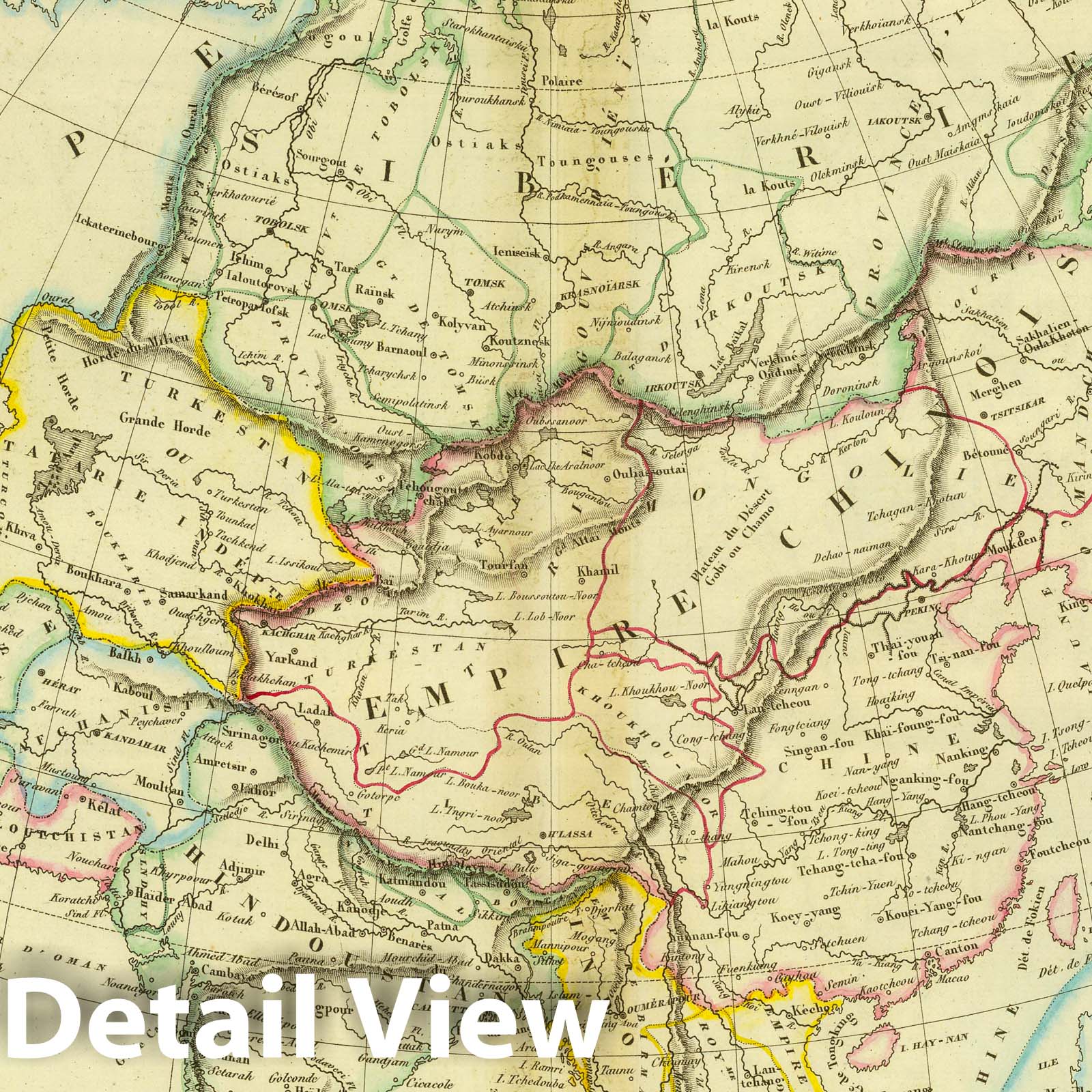 Asia - River Map, 1837 - Historical Map Print