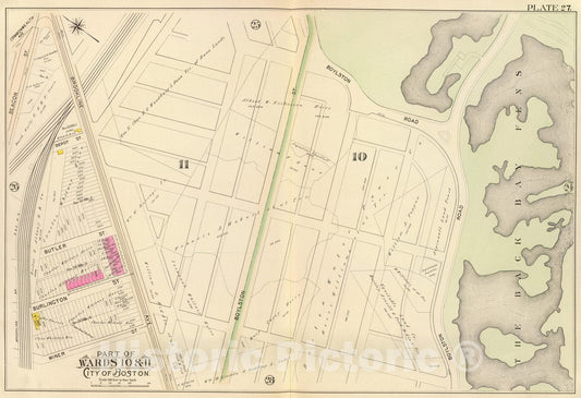 Historic Map : City Atlas - 1895 27. Wards 10-11. - Vintage Wall Art