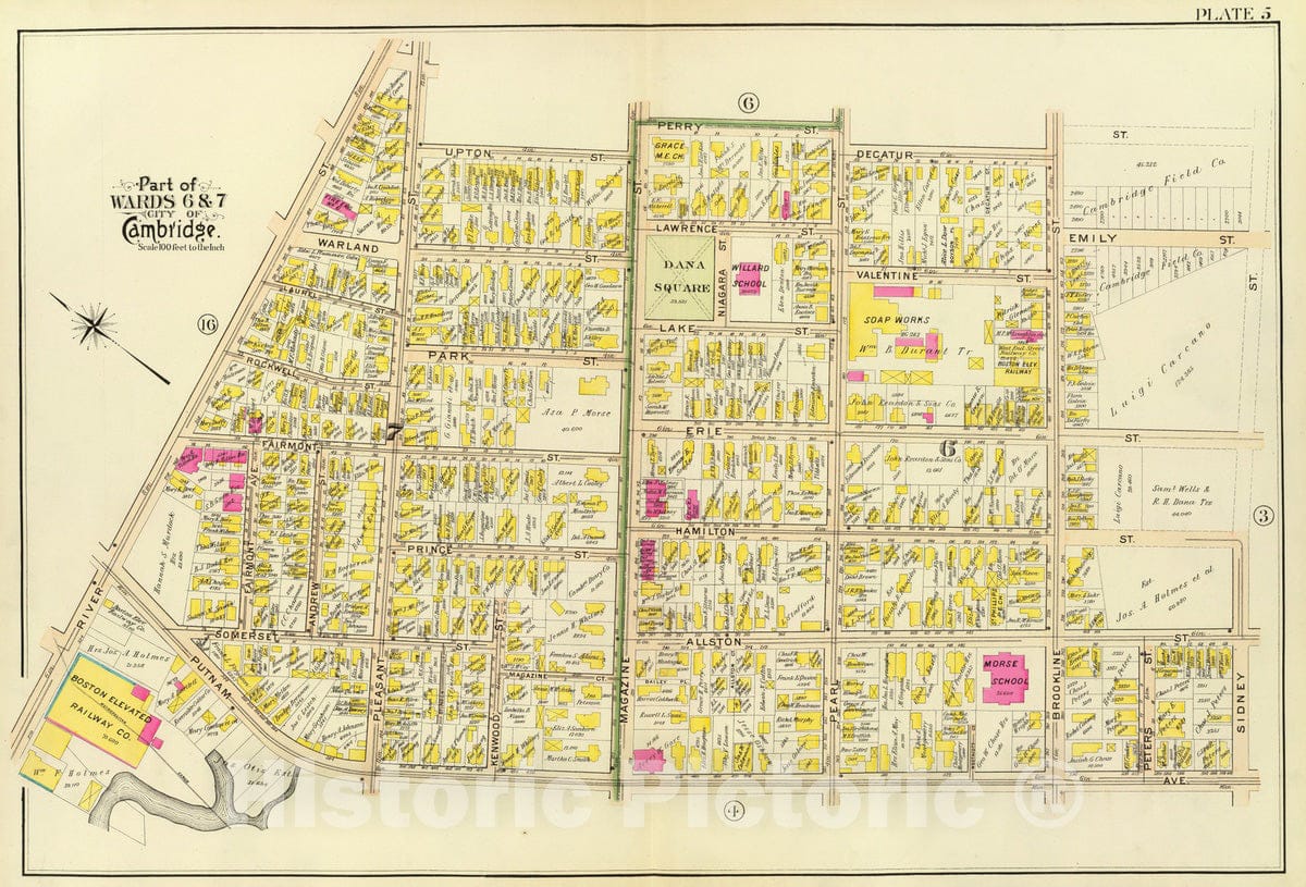 Historic Map : City Atlas - 1903 5. Wards 6-7. - Vintage Wall Art