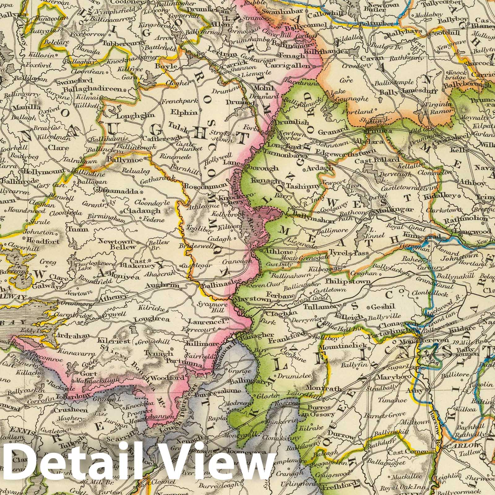 Ireland - Railroad Map, 1844 - Historical Map Print