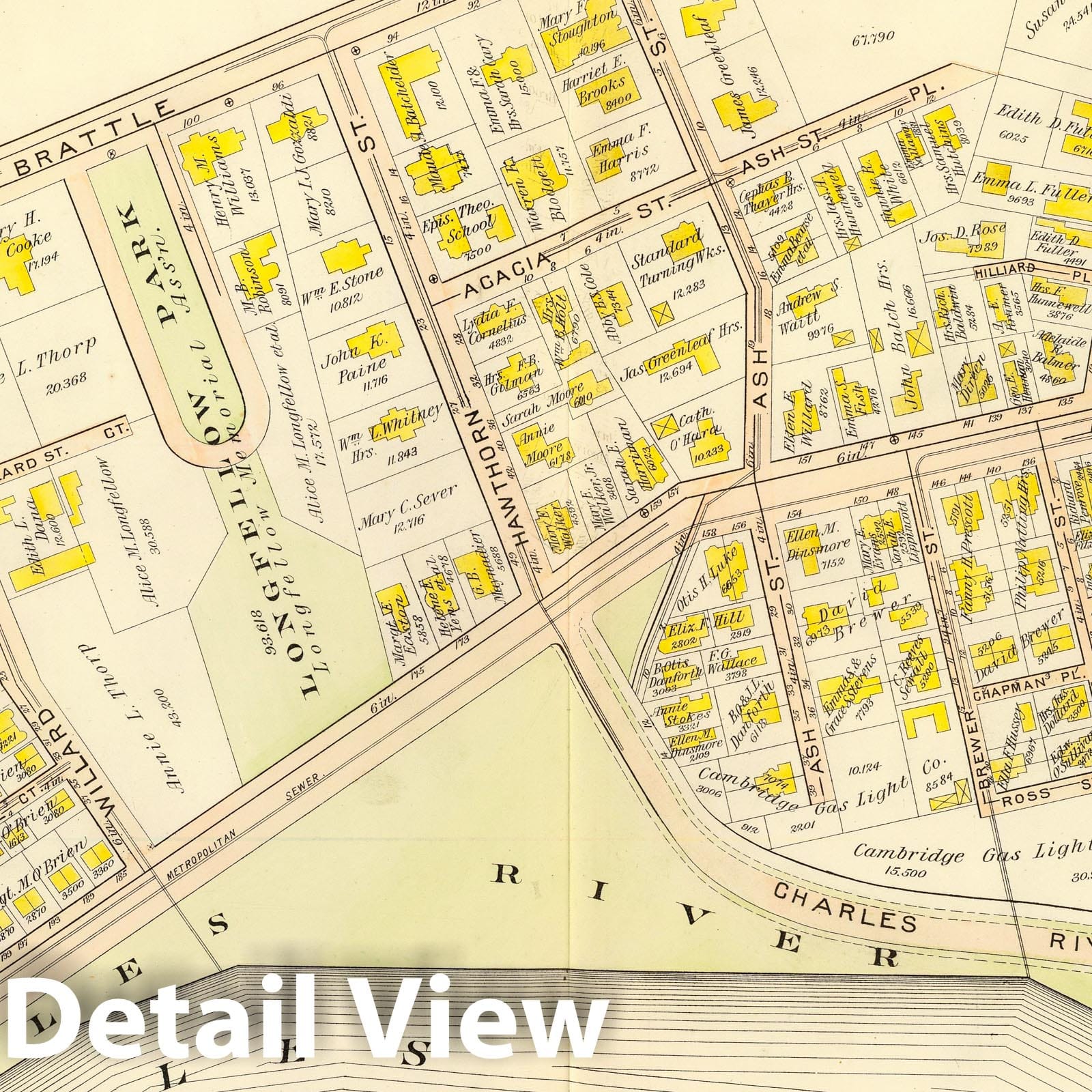 Ward 9, Cambridge, Massachusetts - River Map, 1903 - Historical Map Print
