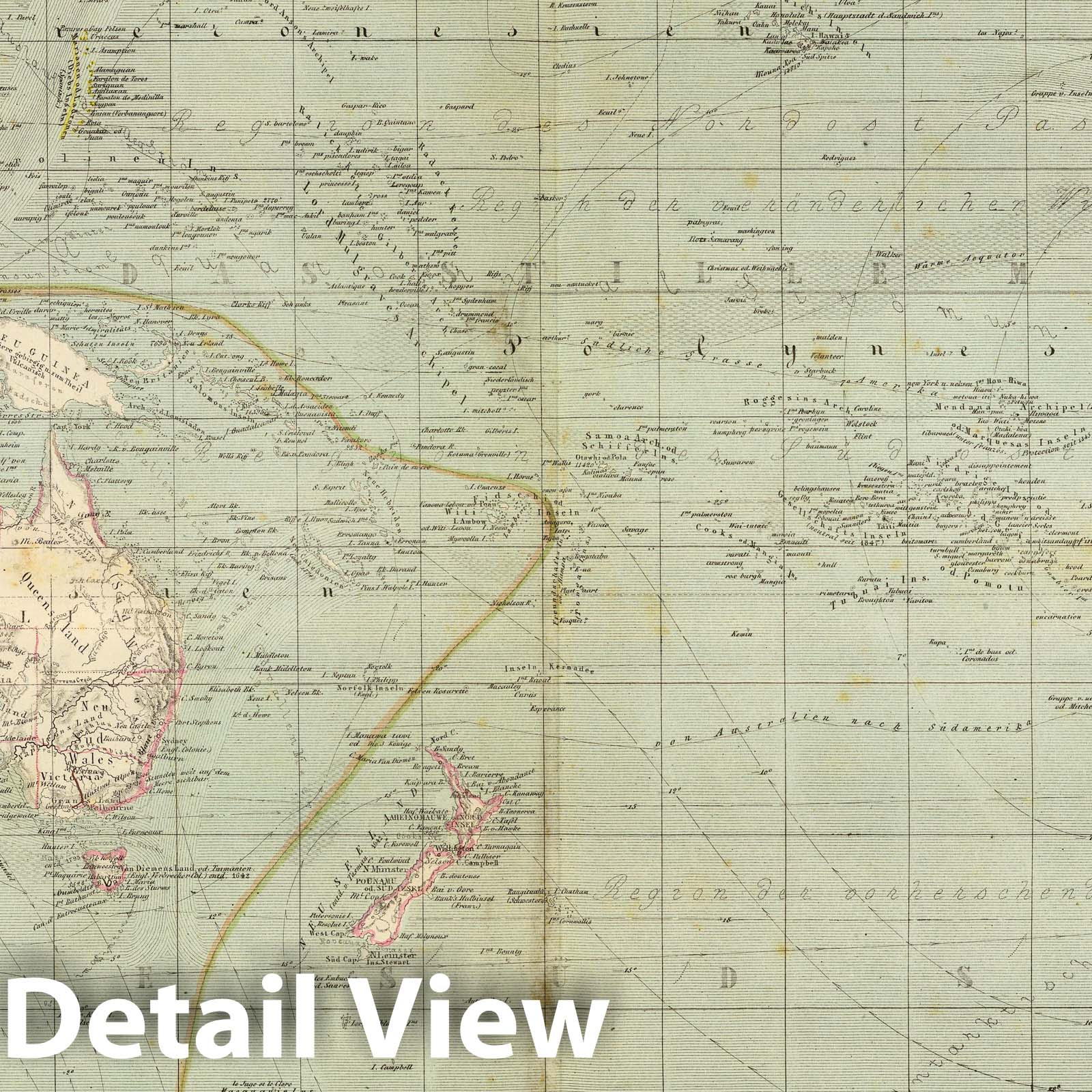 Oceania 1864 - Historical Map Print from Ziegler's Atlas