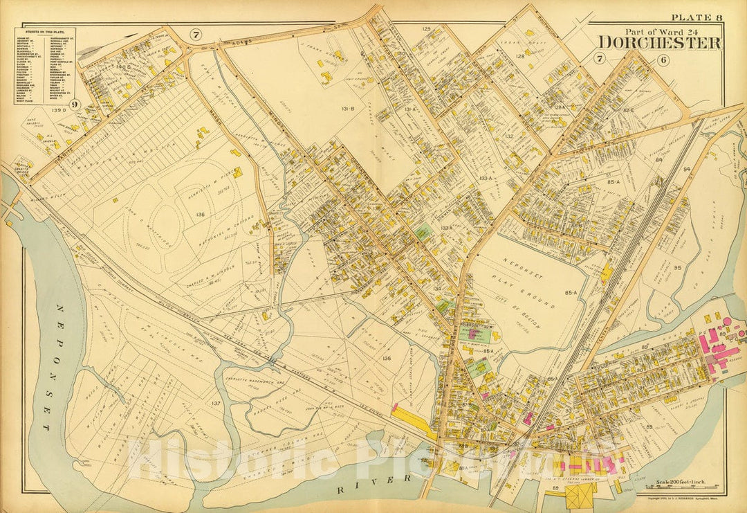 Historic Map : City Atlas - 1899 8. Ward 24 Dorchester. - Vintage Wall Art