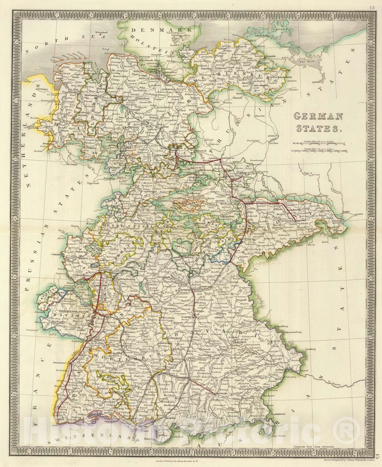Historic Map : 1844 German States. - Vintage Wall Art