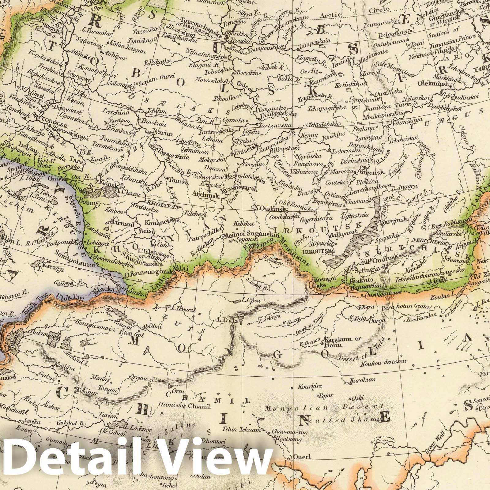 Russia in Asia and Tartary 1844 Historical Map Print