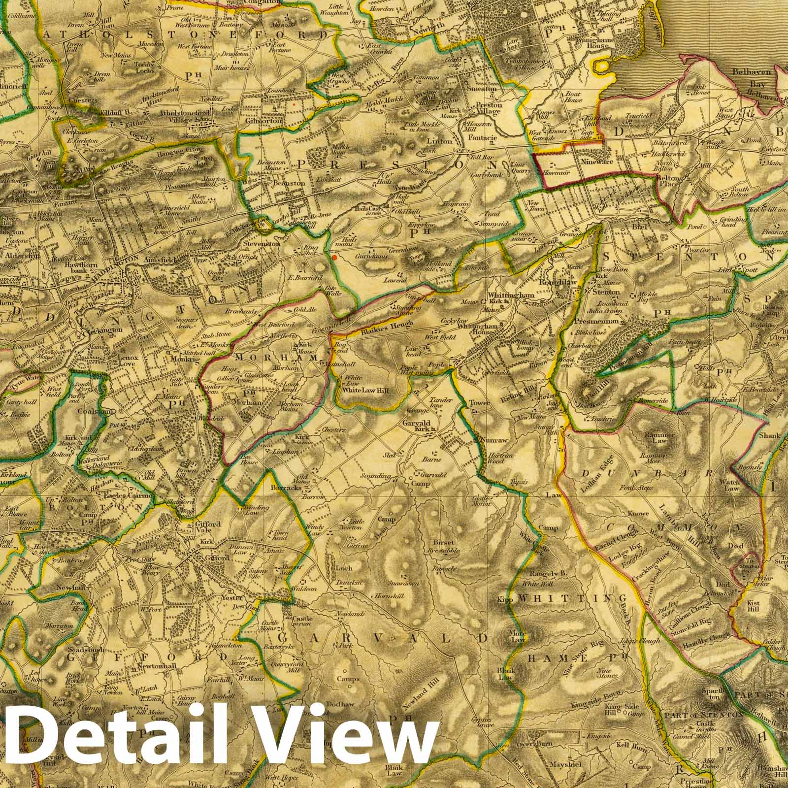 Haddington, Scotland - Road Map, 1832 - Historical Map Print