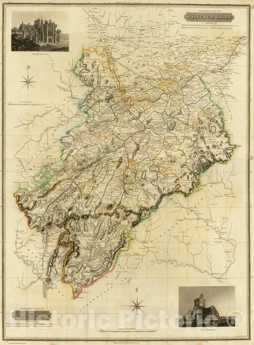 Historic Map : National Atlas - 1832 Composite: Roxburgh Shire. - Vintage Wall Art