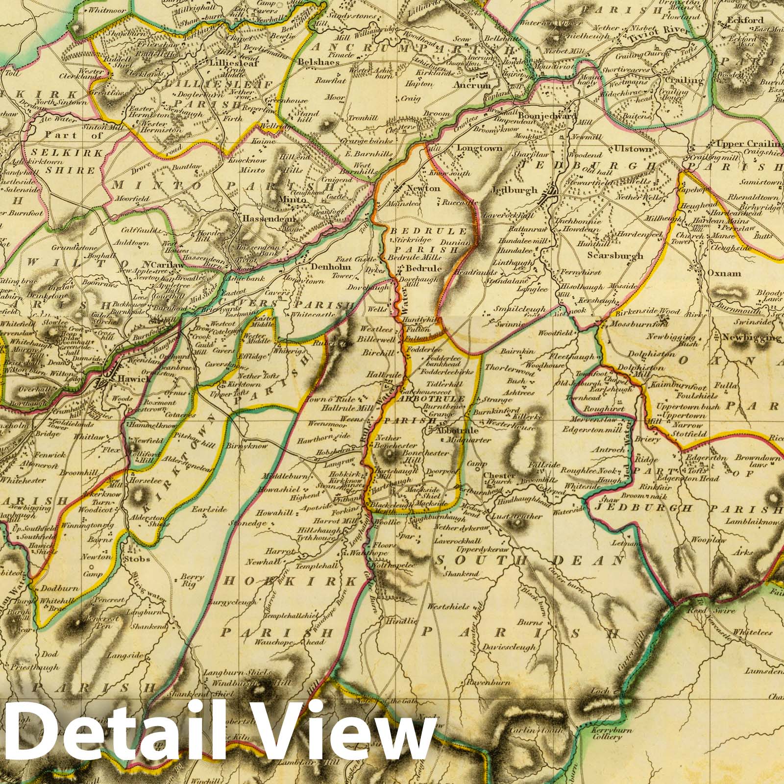 Roxburgh Shire - Road Map, 1832 - Historical Map Print