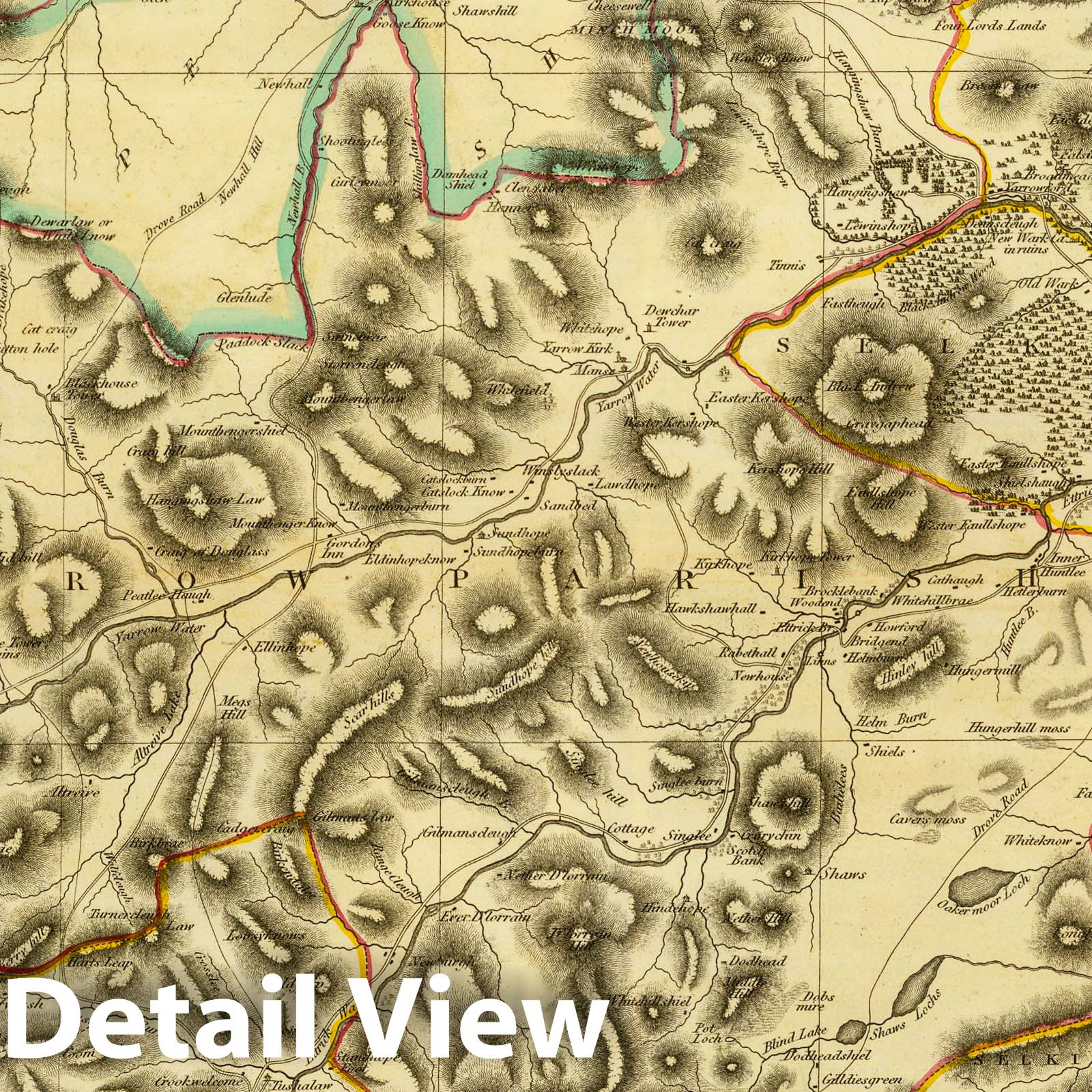 Selkirk Shire - Road Map, 1832 - Historical Map Print