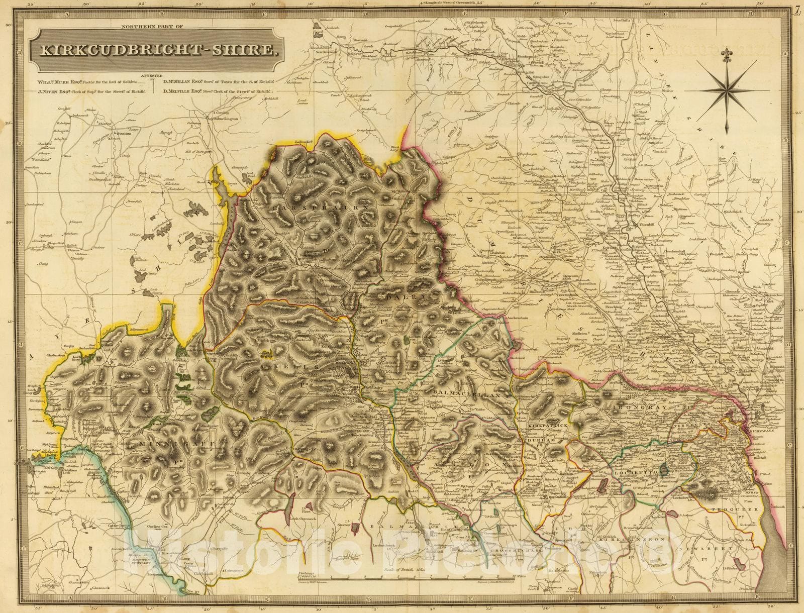 Historic Wall Map : National Atlas - 1832 Kirkcudbright-Shire N. - Vintage Wall Art