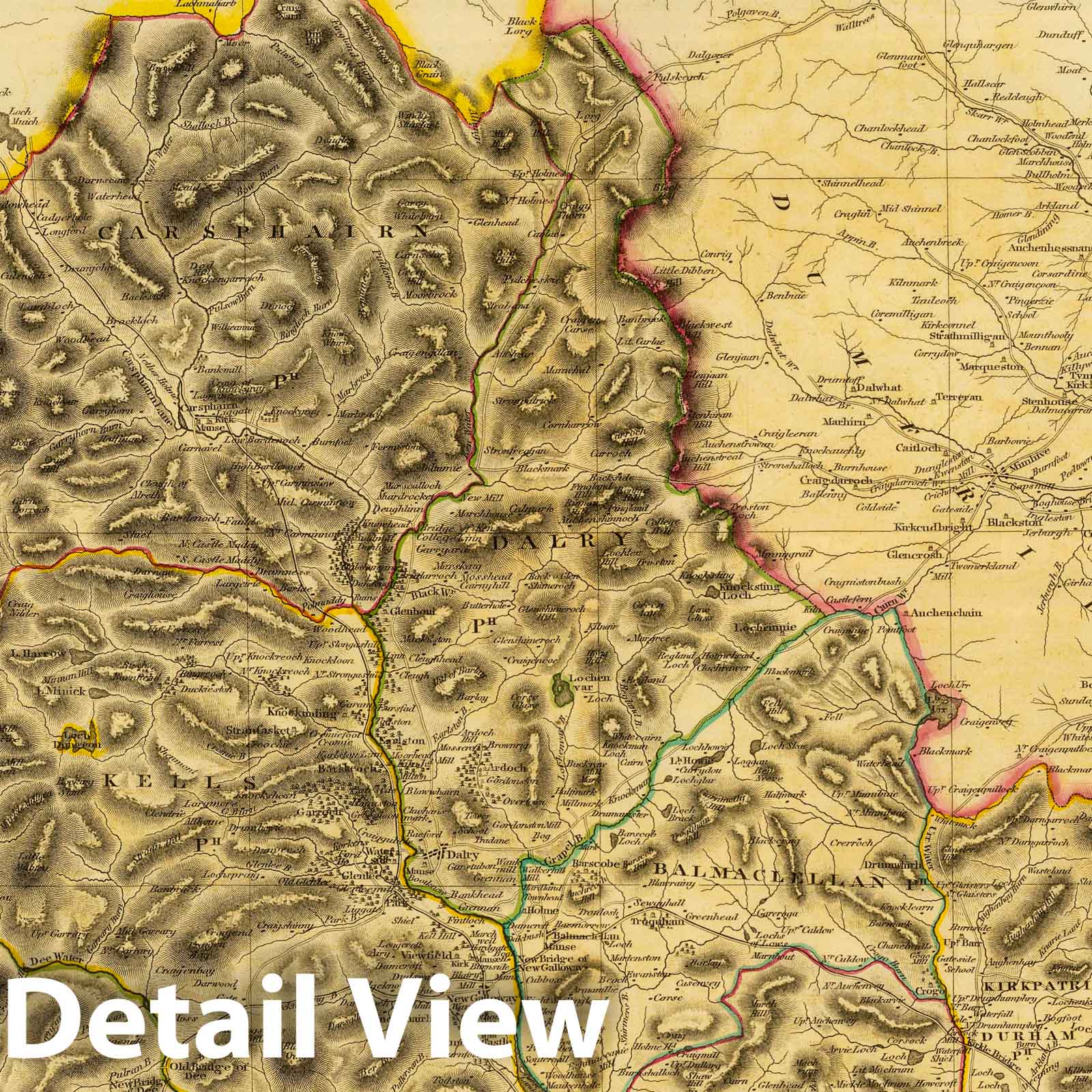 Kirkcudbright-Shire - Road Map, 1832 - Historical Map Print