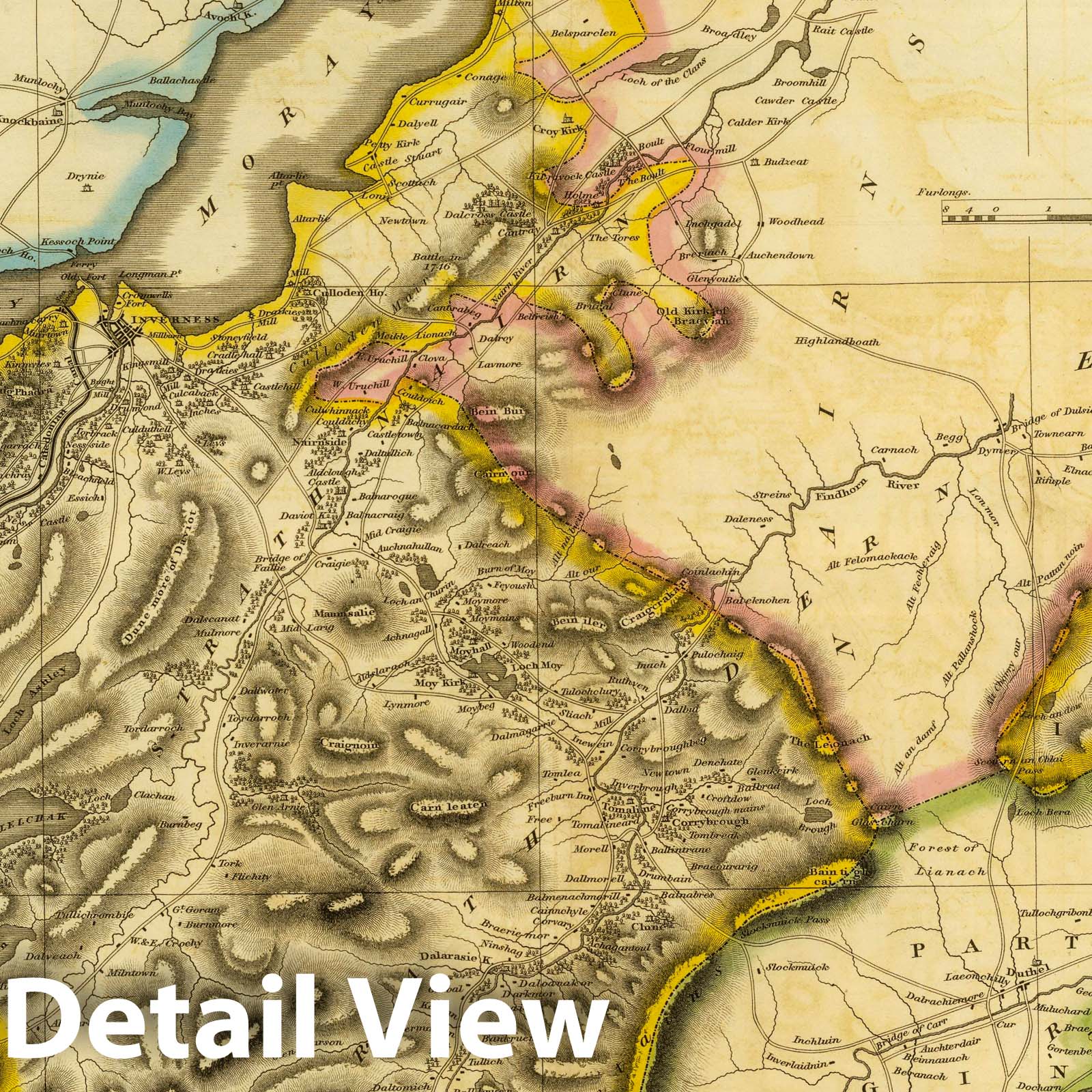 Inverness Shire, Northern Part, Scotland - Road Map, 1832 - Historical Map Print
