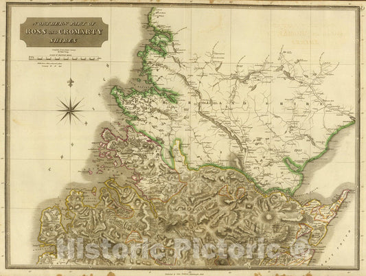 Historic Map : National Atlas - 1832 Ross, Cromarty Shires N. - Vintage Wall Art