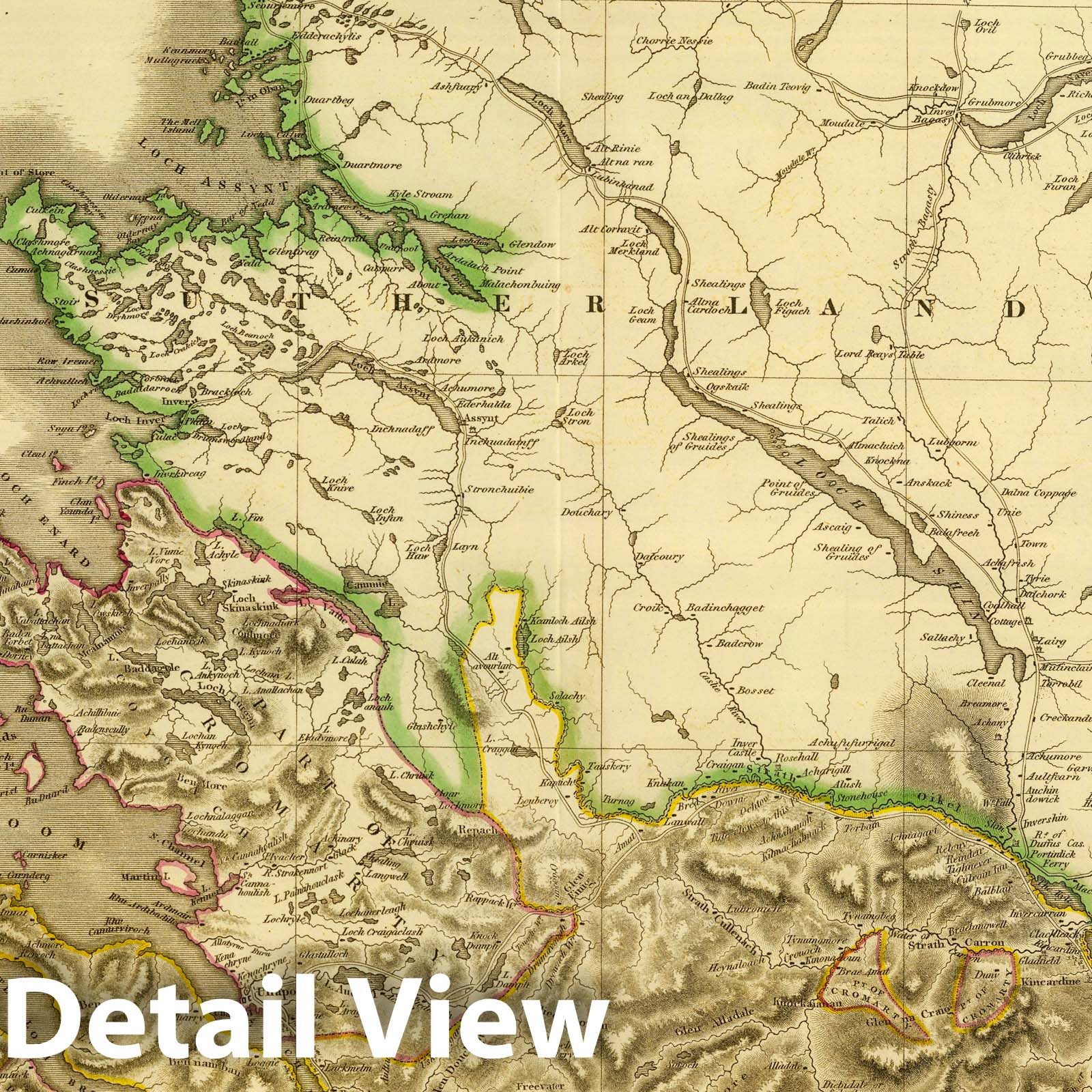 Northern Ross and Cromarty, Scotland - Road Map, 1832 - Historical Map Print