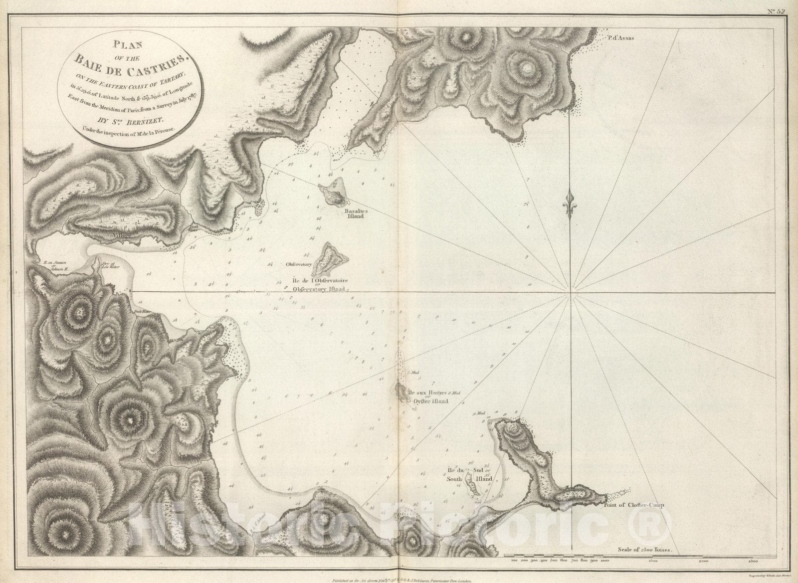 Historic Wall Map : Russian Federation, 1799 Plan of the Baie de Castries. , Vintage Wall Art