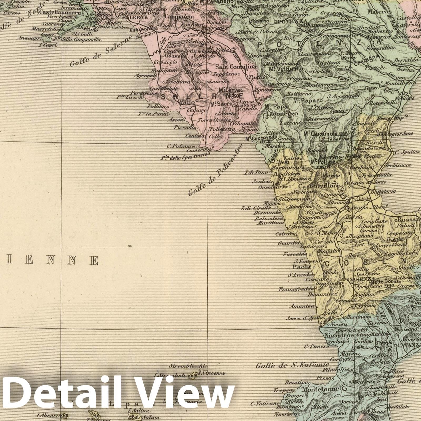 Southern Italy - Railroad Map, 1892 - Historical Map Print