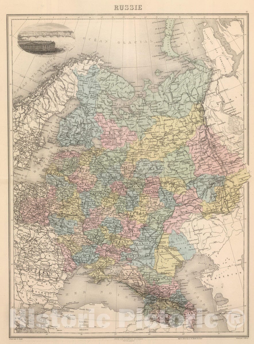 Historic Map : Russian Federation, 1892 Russie. , Vintage Wall Art