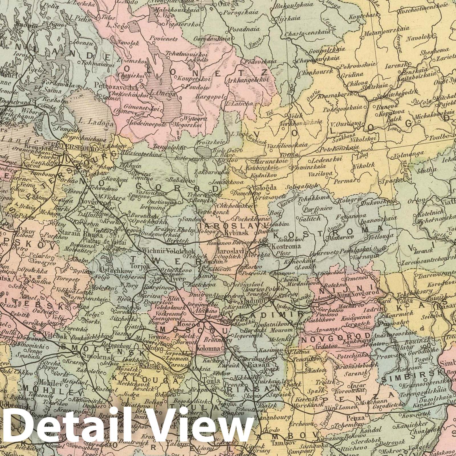 Russia - Railroad Map, 1892 - Historical Atlas Print