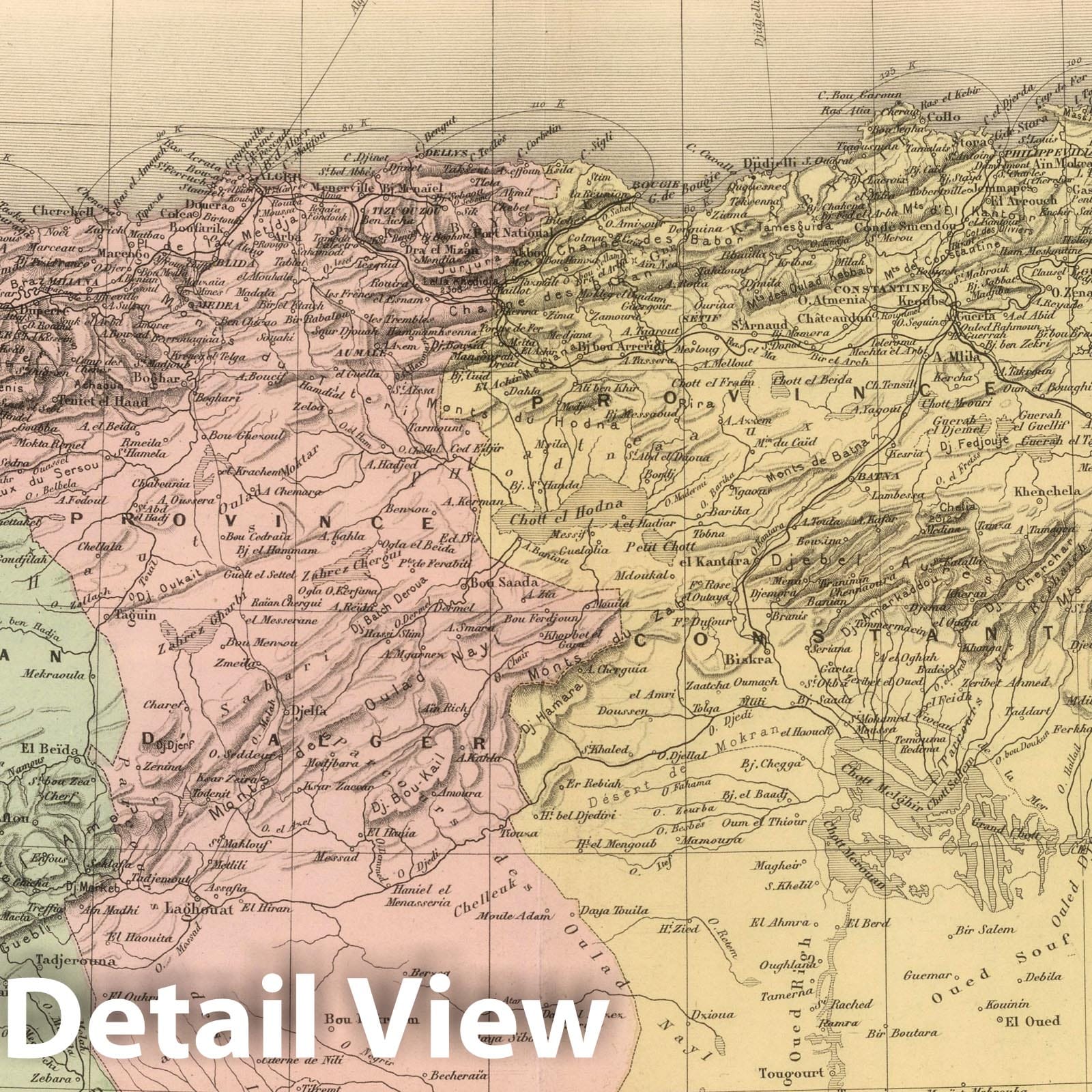 Algeria and Tunisia - Railroad Map, 1892 - Historical Map Print