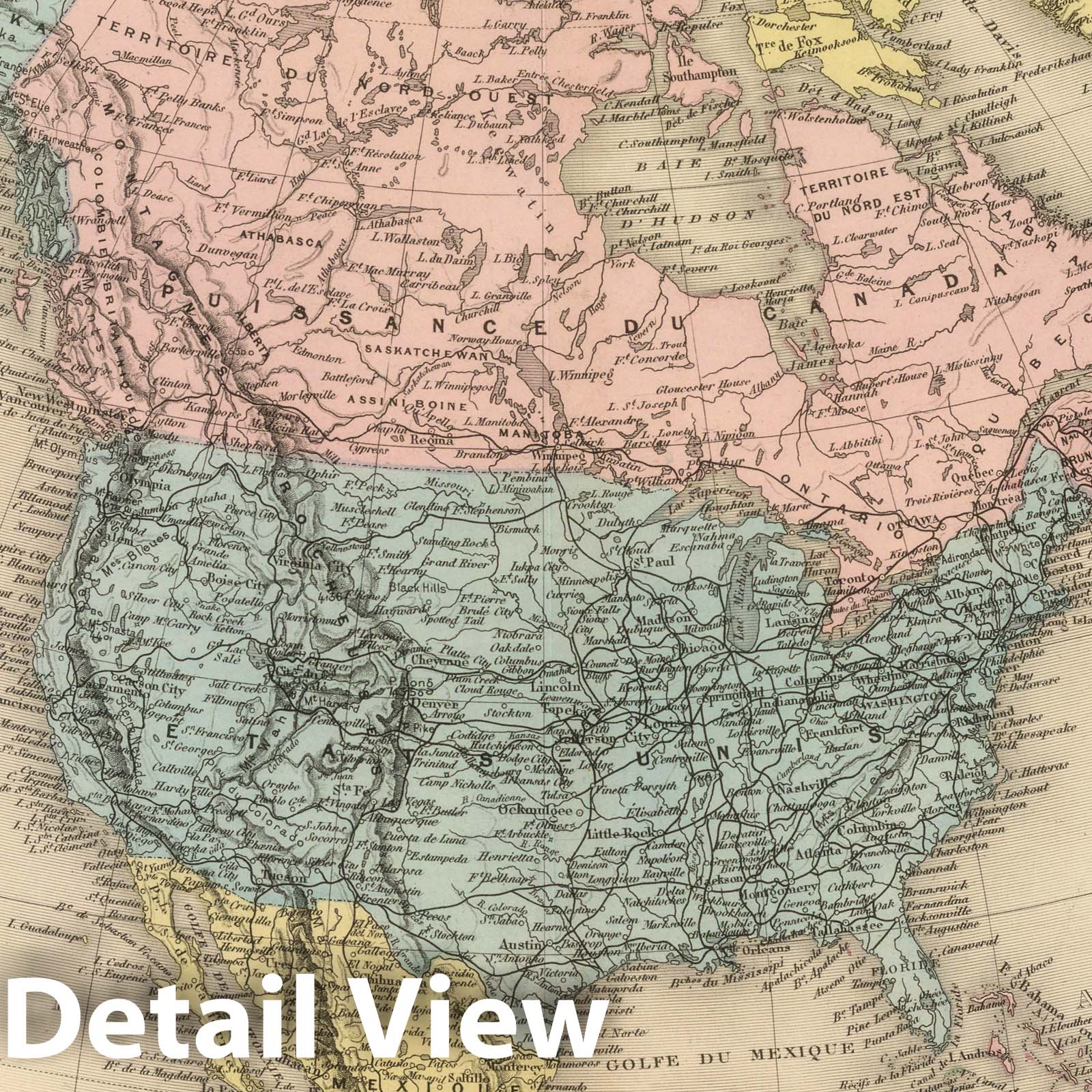 North America - Railroad Map, 1892 - Historical Map Print