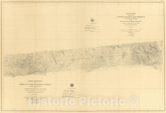 Historic Map : Mexico, Northern Mexico 1901 Linea Divisoria Entre Mexico Y Los Estados Unidos. No. 17. , Vintage Wall Art