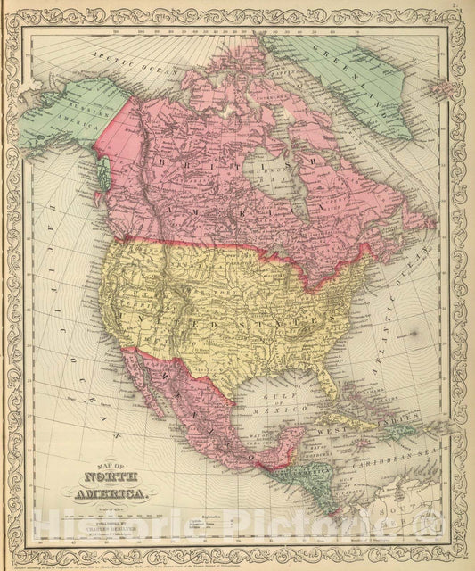 Historic Map : 1859 North America. v1 - Vintage Wall Art