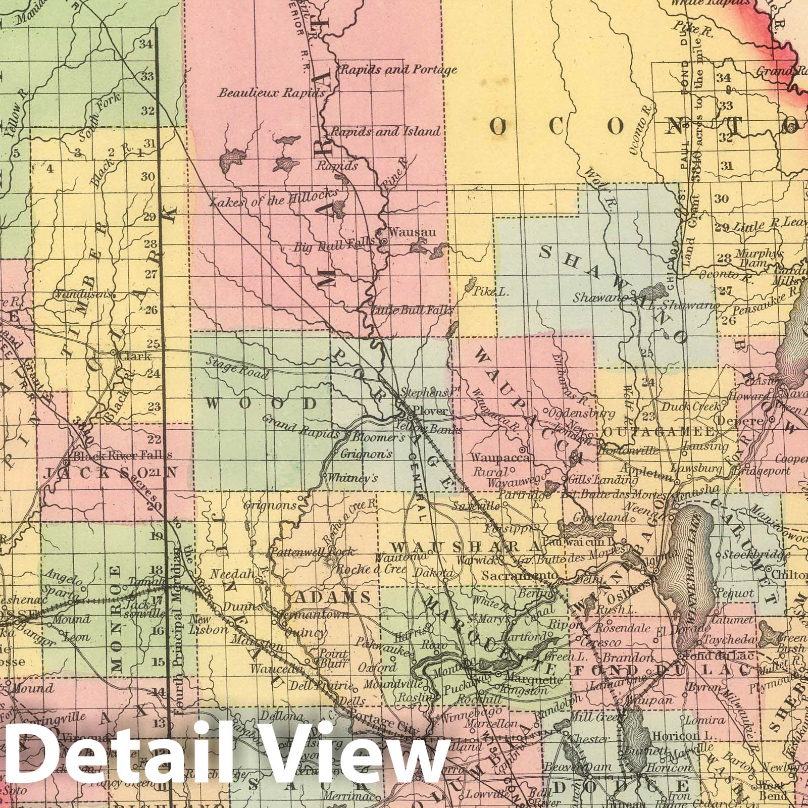 Wisconsin - Railroad Map, 1859 - Historical Map Reproduction