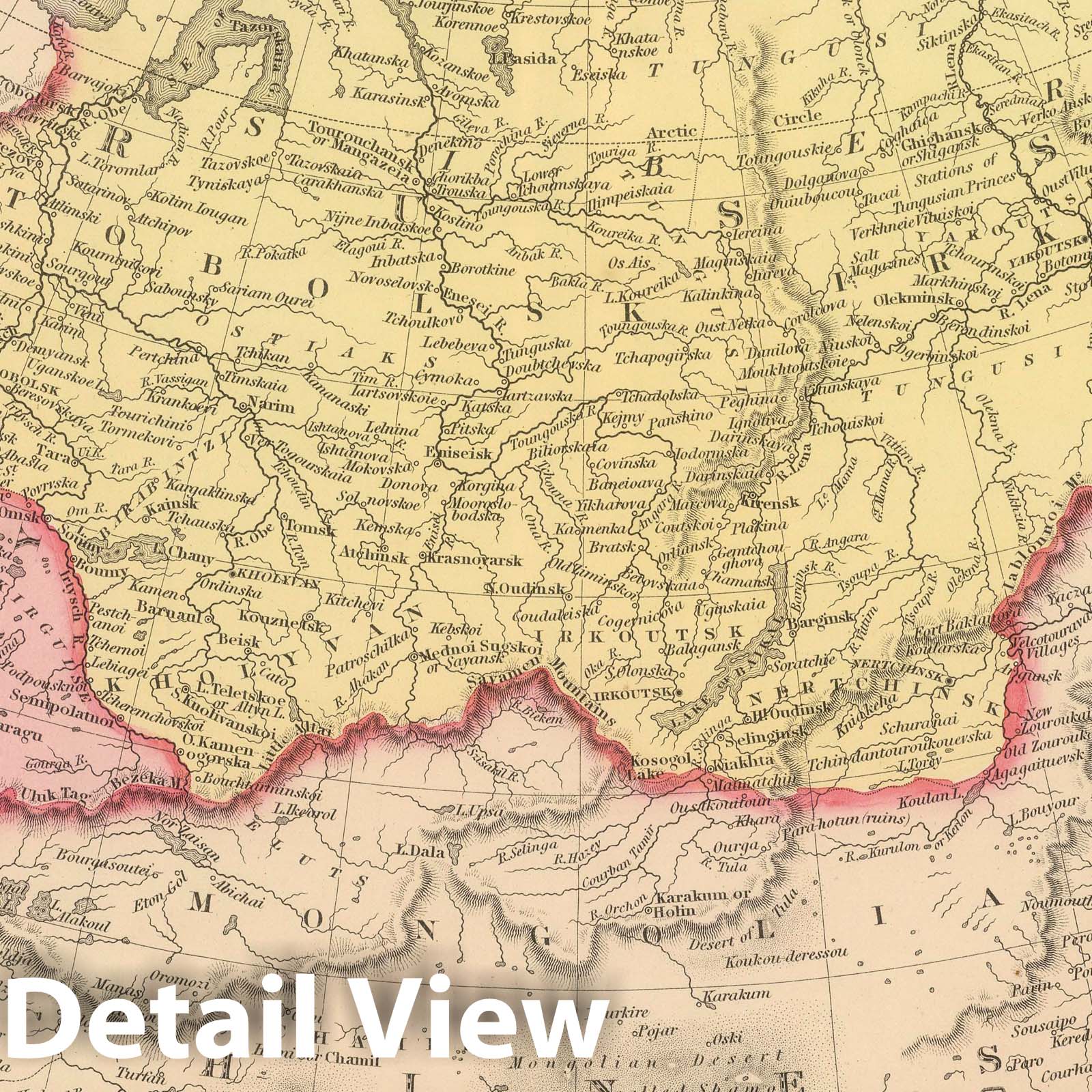Russia in Asia and Tartary with Caucasus and Georgia - Railroad Map, 1859