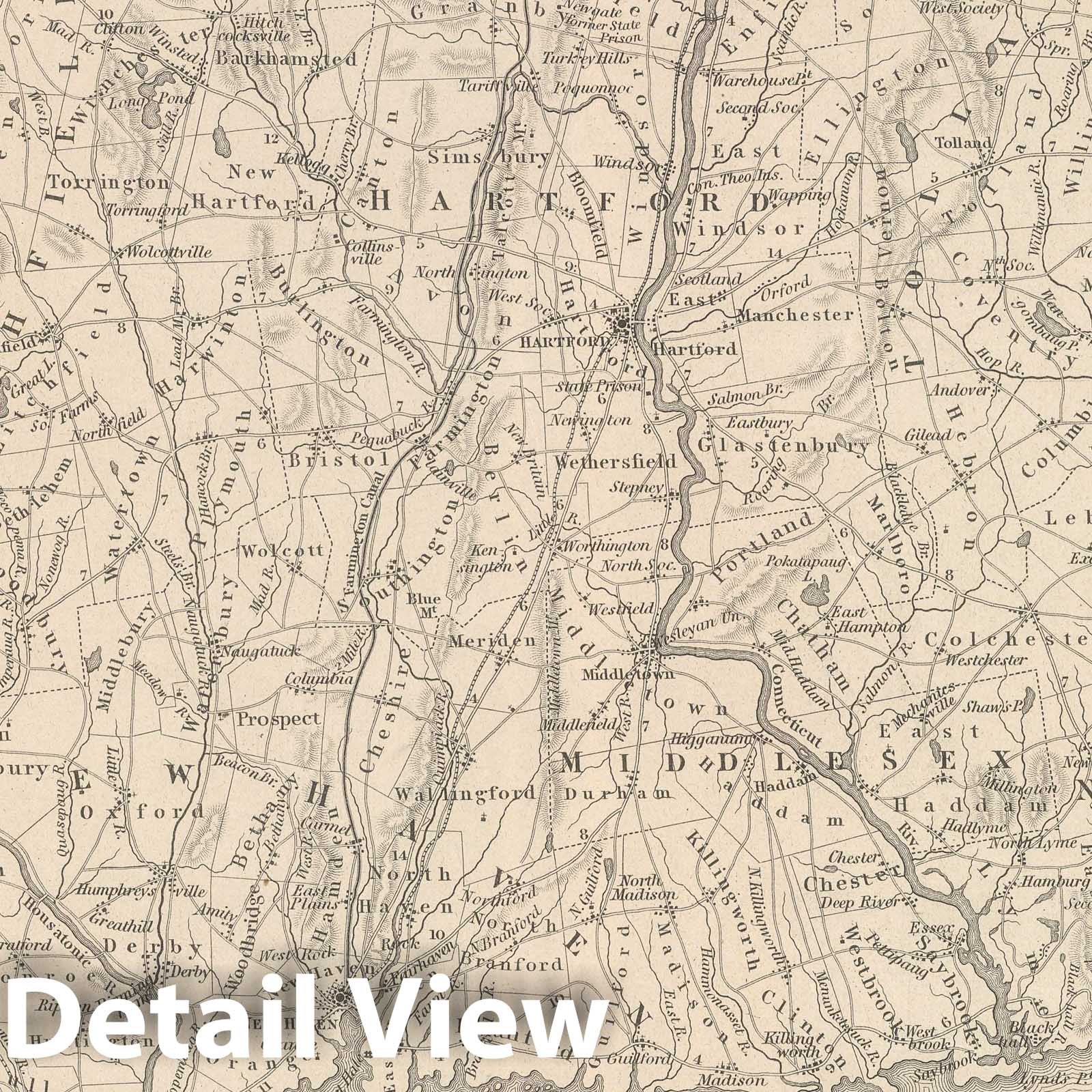 Connecticut - Railroad Map, 1848 - Historical Map Print