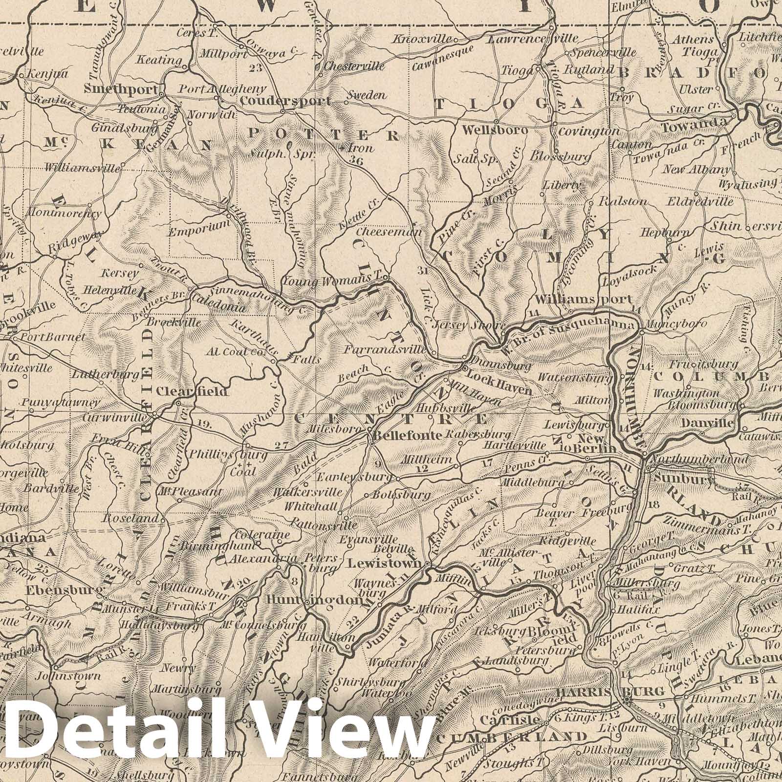 Pennsylvania - Railroad Map, 1848 - Historical Map Print
