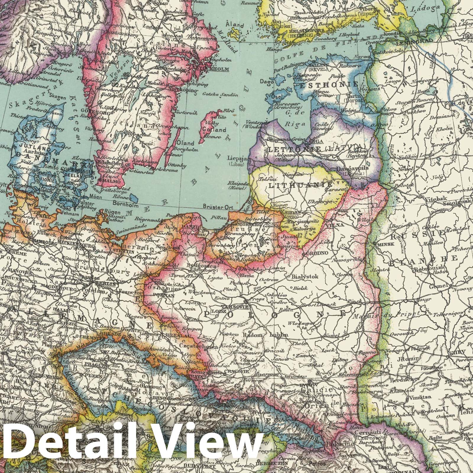 Europe - Boundary Map, 1936 - Historical Map Print