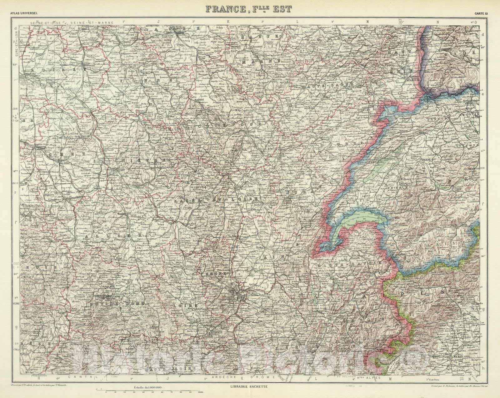 Historic Map : France, 1930 France Flle. Est. , Vintage Wall Art