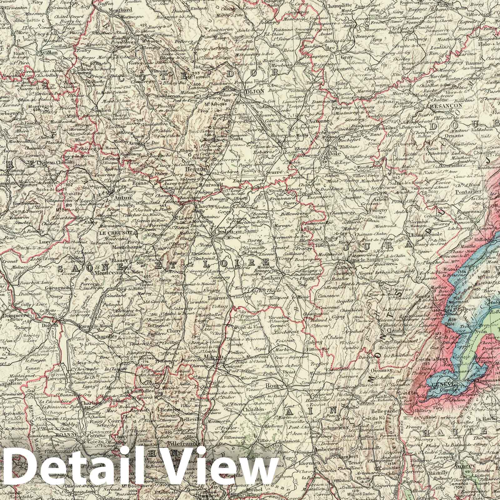 Eastern France, 1930 - Historical Map Print
