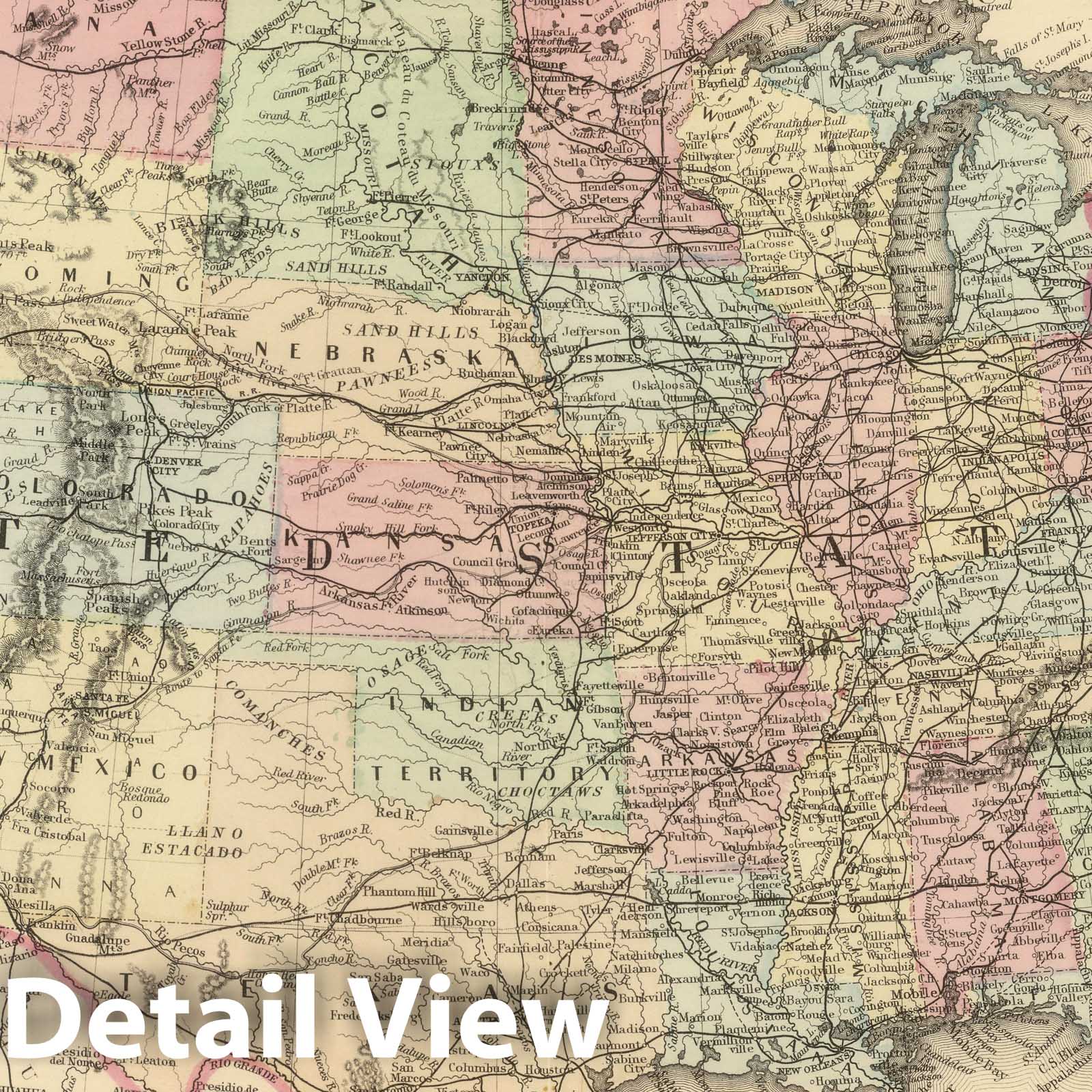 United States, Canada, and Newfoundland - River Map, 1884 - Historical Map Print