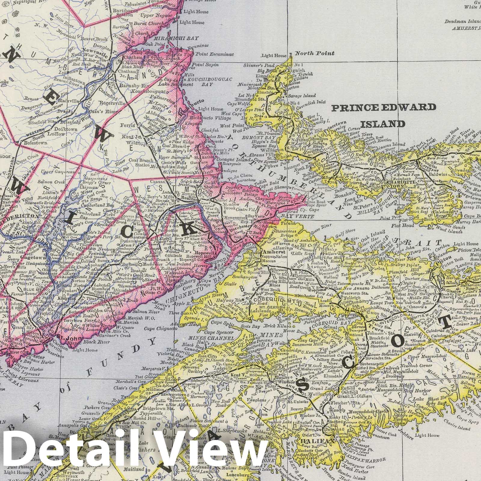 New Brunswick, Nova Scotia, and Prince Edward Island - Railroad Map, 1889
