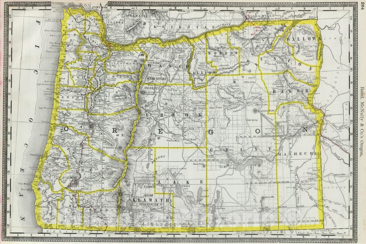 Historic Map : National Atlas - 1889 Oregon. - Vintage Wall Art
