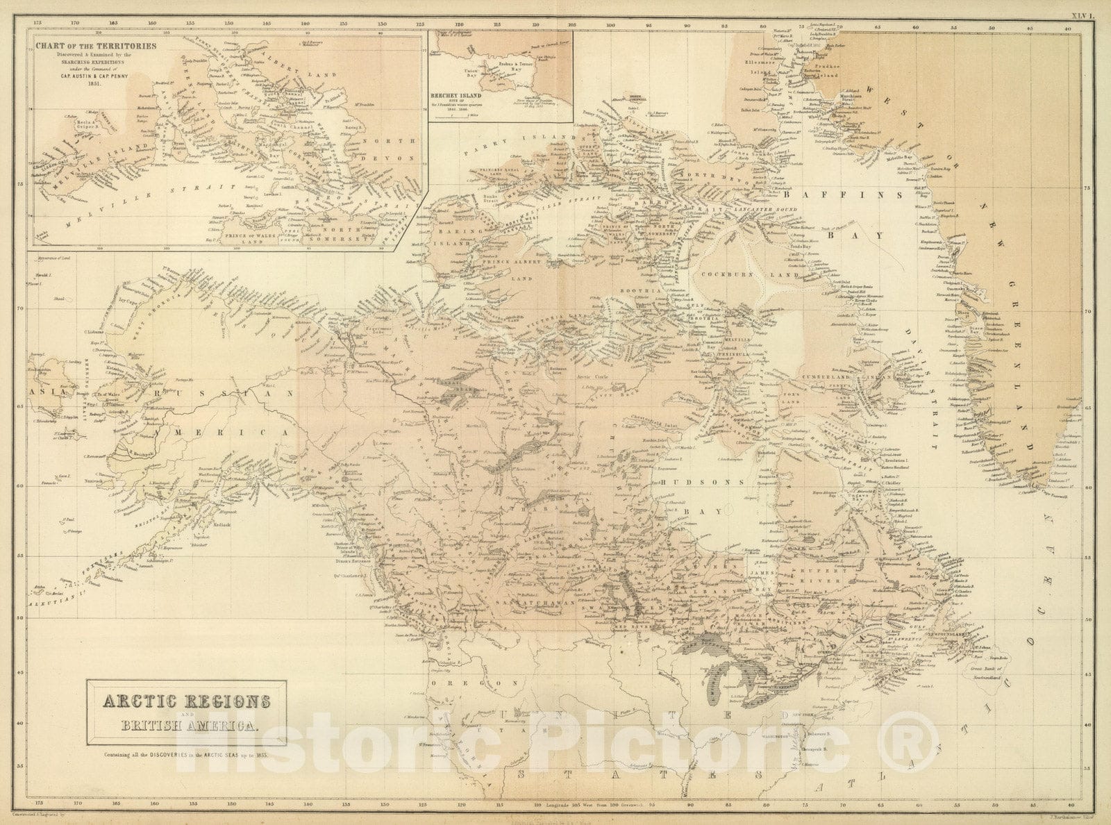Historic Map : 1854 Arctic Regions and British America. - Vintage Wall Art