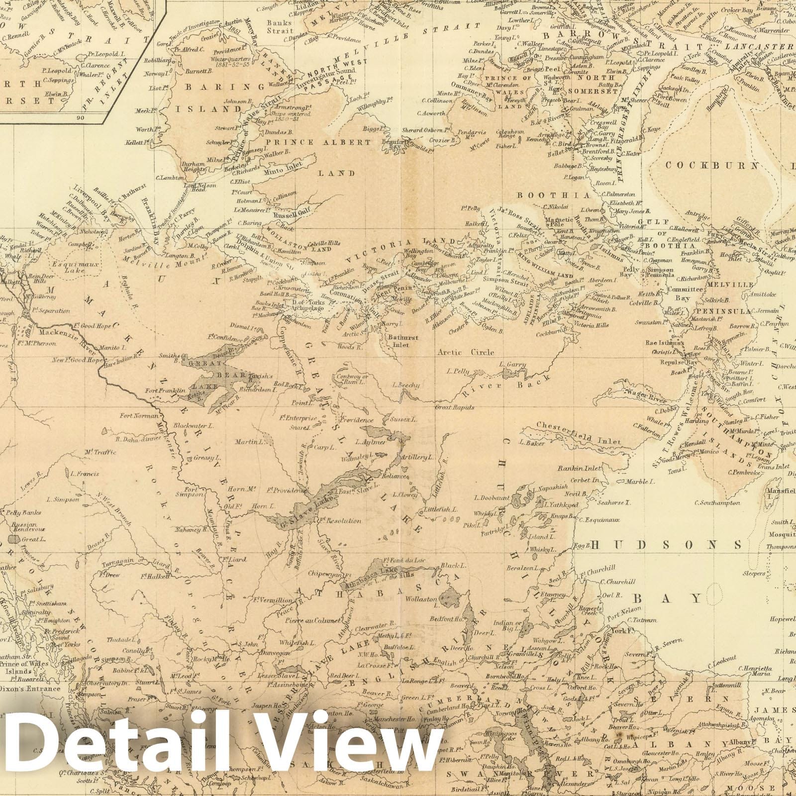 Historic Map : 1854 Arctic Regions and British America. - Vintage Wall Art