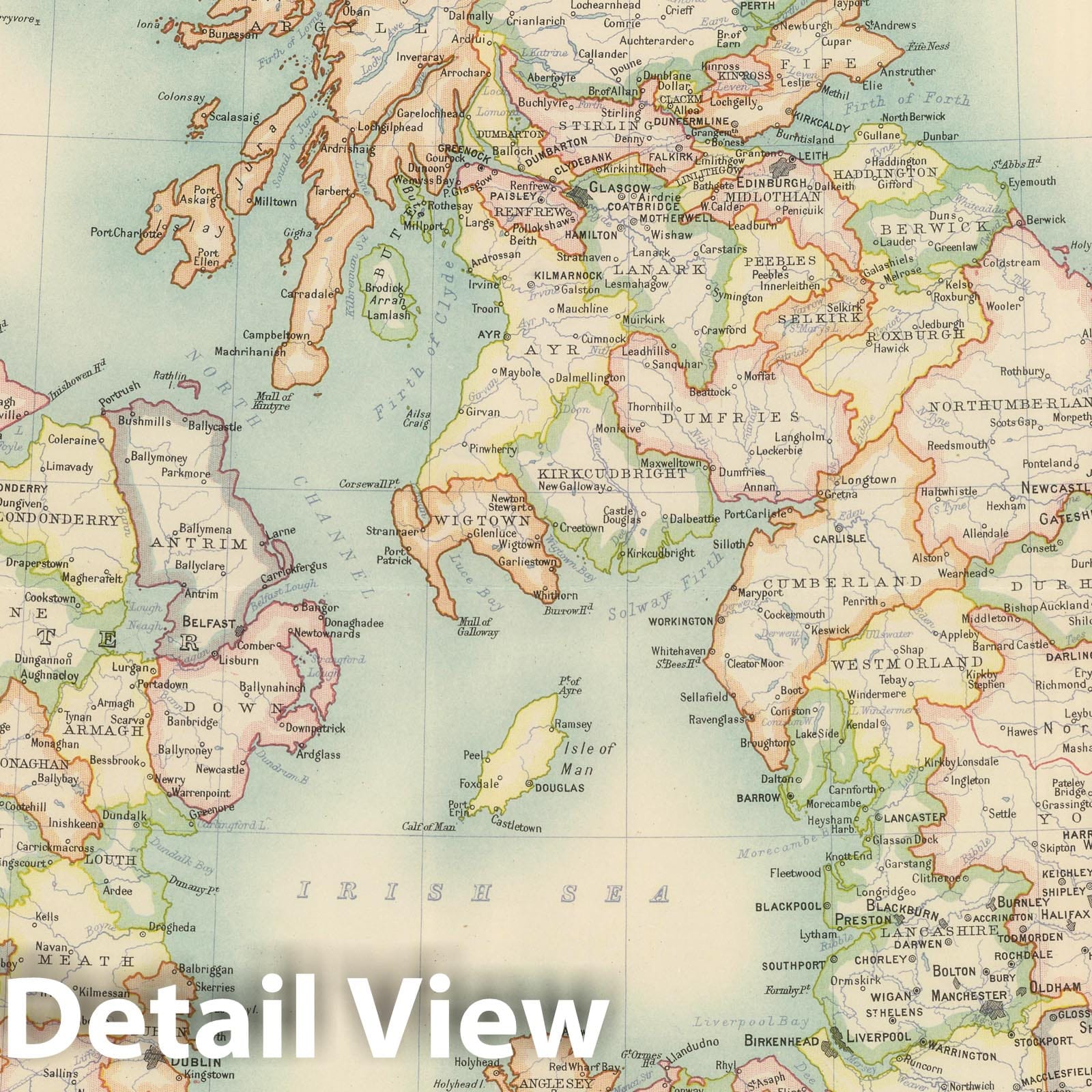 British Isles with Shetland and Channel Islands, 1911 - Historical Map Print