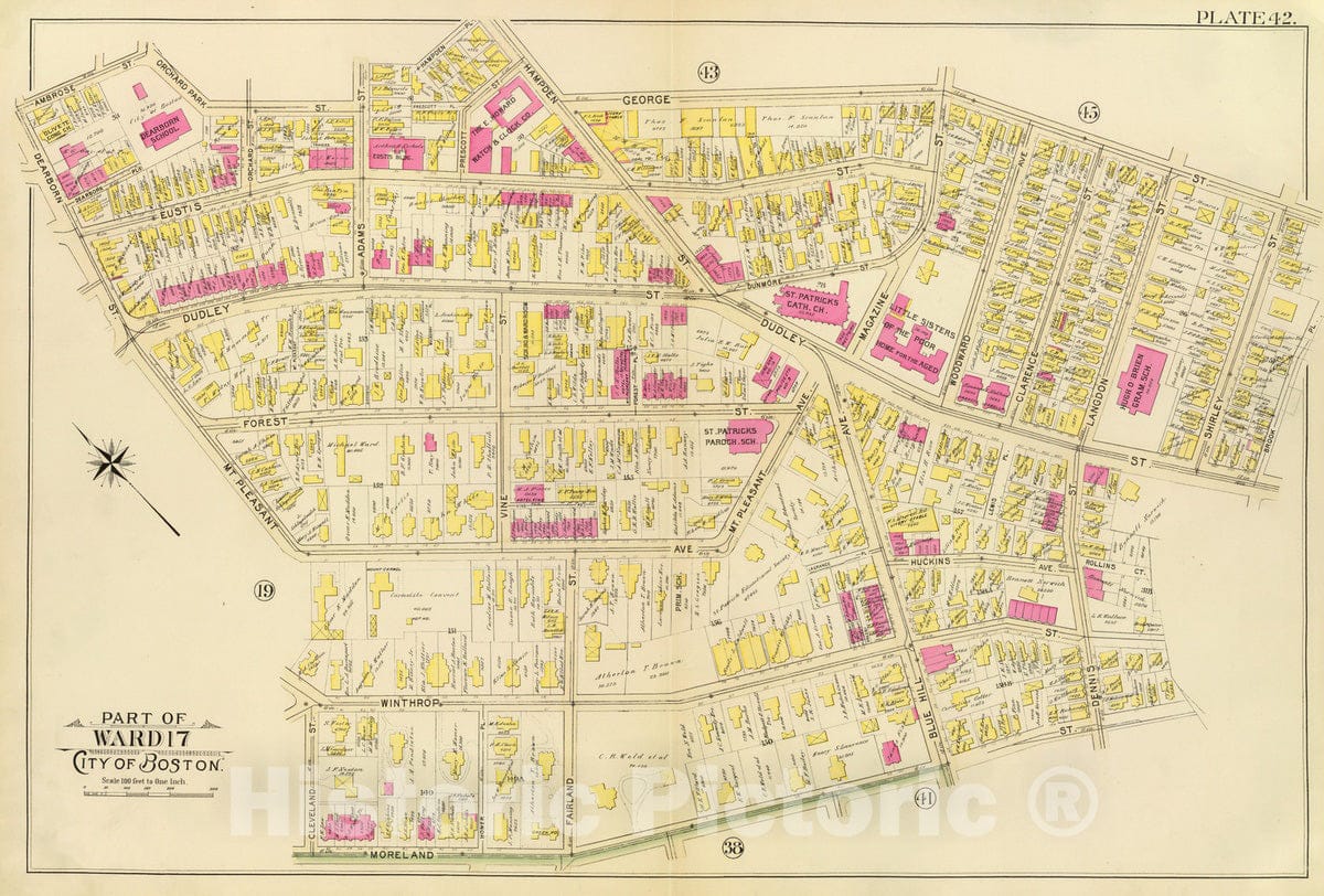 Historic Map : City Atlas - 1895 42. Ward 17. - Vintage Wall Art